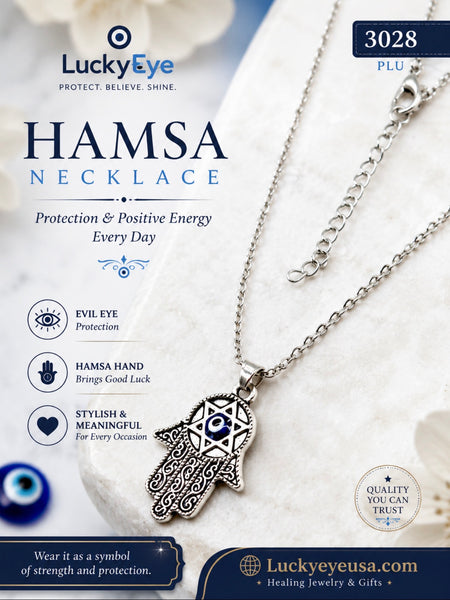 Star of David Hamsa Evil Eye Necklace #3028