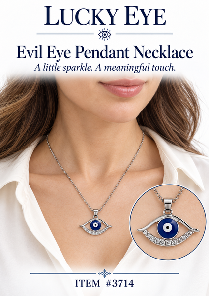 Silver Evil Eye Pendant & Necklace  #3714