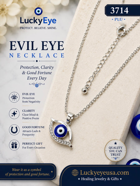 Silver Evil Eye Pendant & Necklace  #3714
