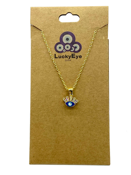 Crystal Eye and Lashes Evil Eye Necklace #3816