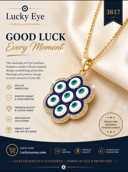 Crystal Round Evil Eye Necklace #3817
