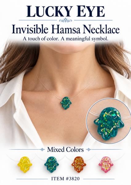 Lucky Eye  Hamsa Invisible Necklaces #3820