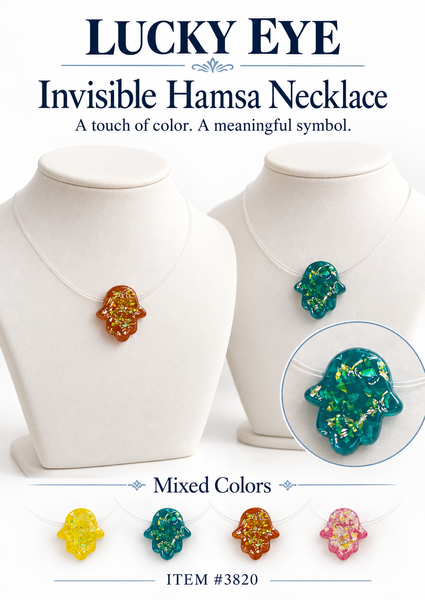 Lucky Eye  Hamsa Invisible Necklaces #3820