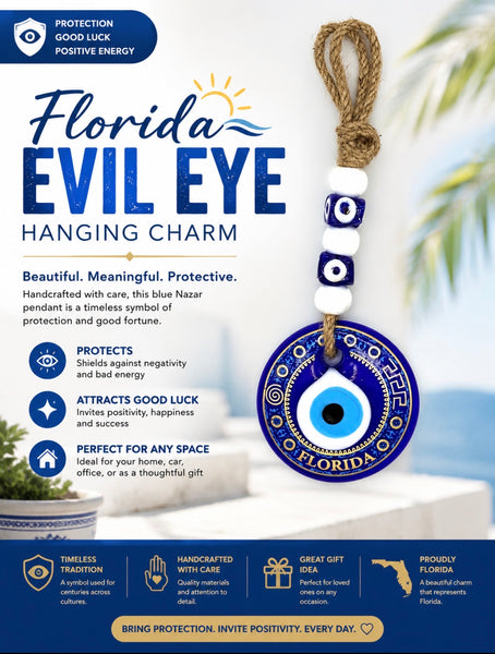Evil Eye Florida Gold glass wall decor #5254