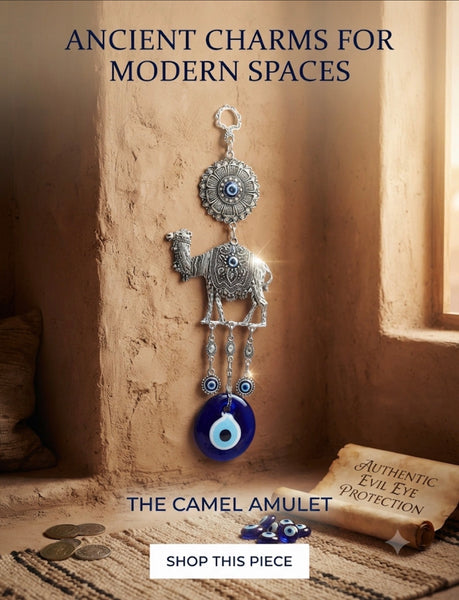 Camel with Flower Hanging wall decor and glass evil eye #5043