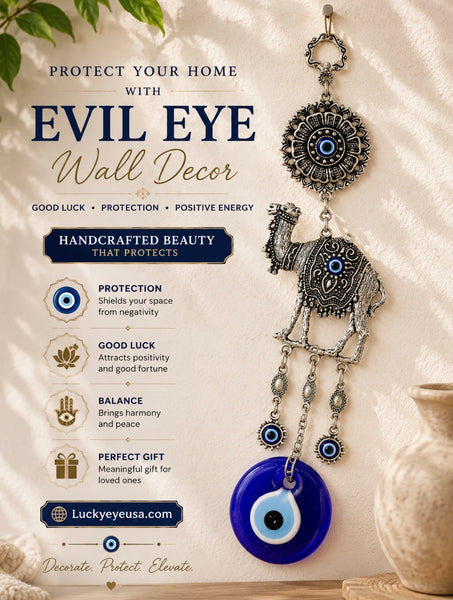 Camel with Flower Hanging wall decor and glass evil eye #5043