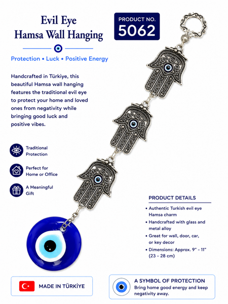 Evil Eye three  hamsa  home accessory #5062