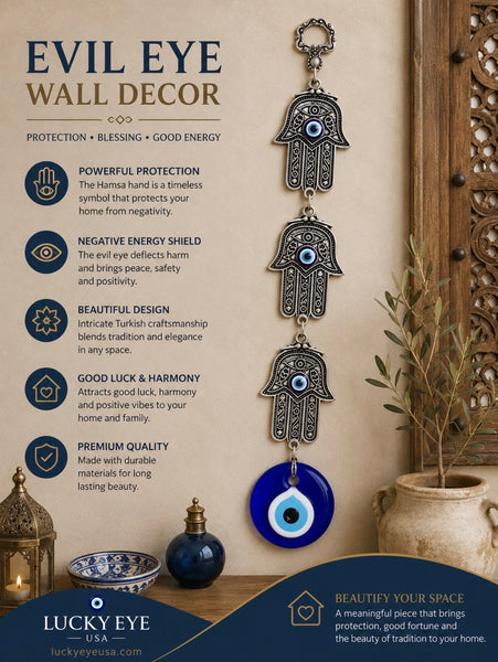 Evil Eye three  hamsa  home accessory #5062