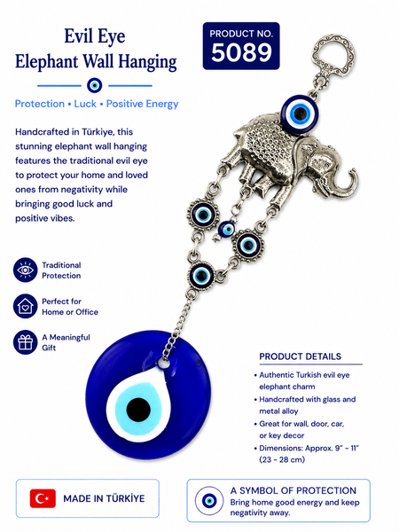 Evil Eye elephant with 5cm glass eye home accessory #5089