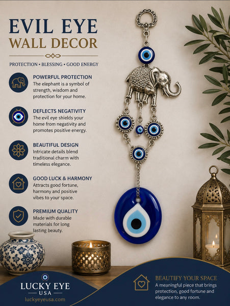 Evil Eye elephant with 5cm glass eye home accessory #5089