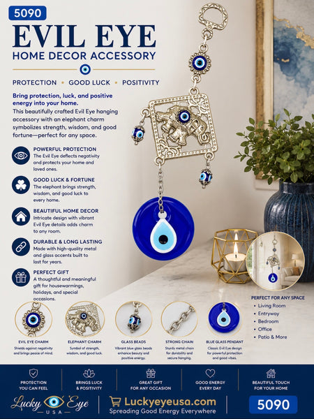 Evil Eye elephant and glass eye home accessory #5090