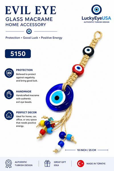 Evil Eye glass macrame home accessory #5150