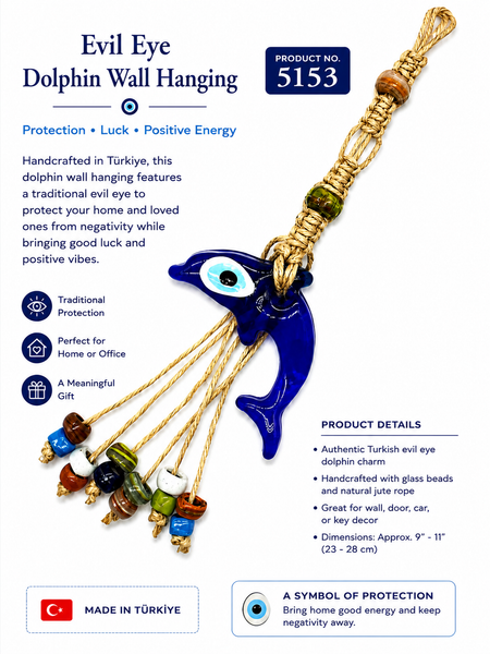Evil eye dolphin glass wall decor  #5153
