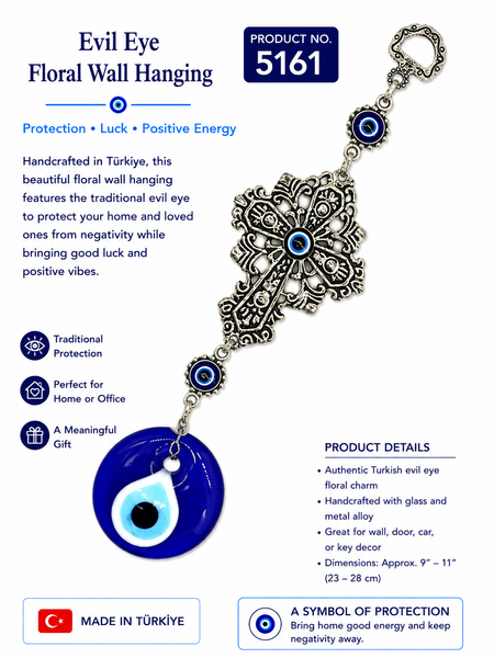 Evil Eye Cross Glass Eye Wall Decor #5161