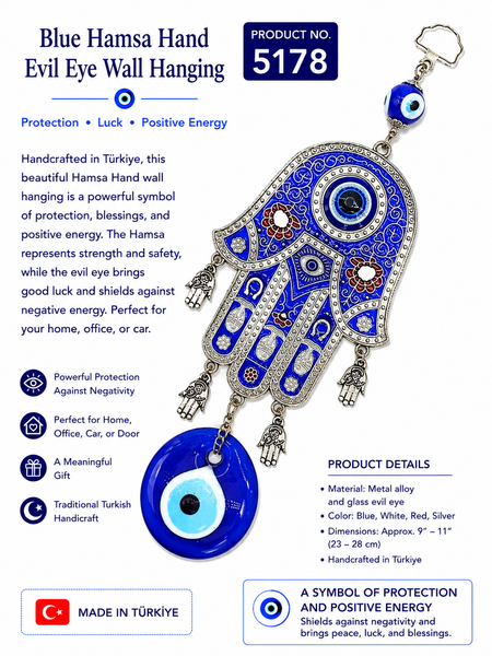 Hand of Fatima Evil Eye Hamsa Home Decor #5178