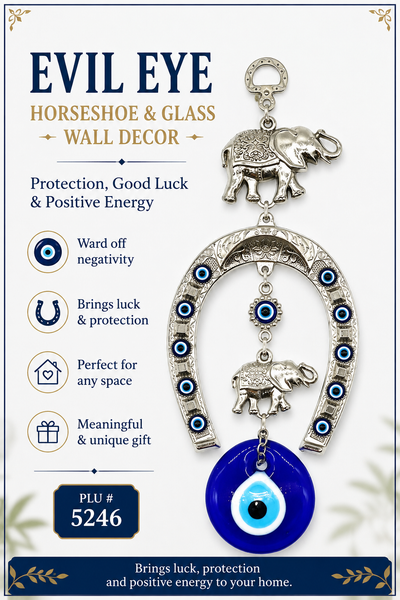 Evil Eye Horseshoe & Glass Evil Eye Wall Decor #5246