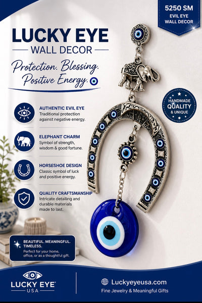 Lucky Evil Eye Horseshoe & Elephant Home Accessory #5250