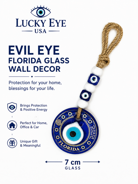 Evil Eye Florida Gold glass wall decor #5254