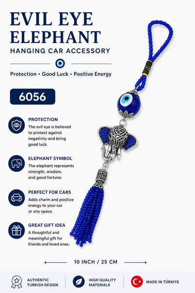 Evil Eye & Elephant Hanging Car Accessory #6056