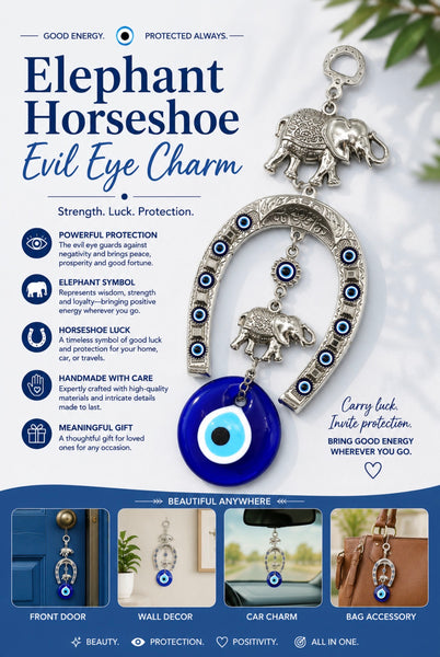 Evil Eye Horseshoe & Glass Evil Eye Wall Decor #5246