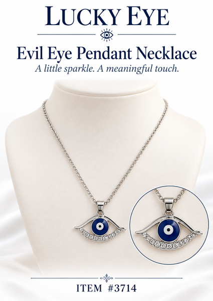 Silver Evil Eye Pendant & Necklace  #3714