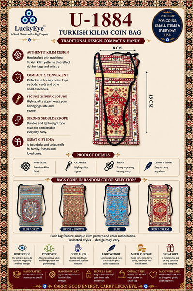 Turkiss Kilim Coin  Bag  U-1884