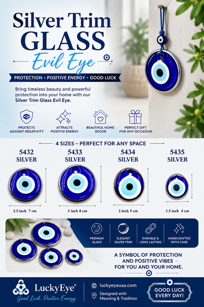 Silver Trim Glass Evil Eye