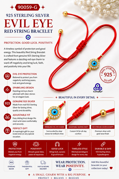 925 Sterling Silver  Red String Bracelet #90059