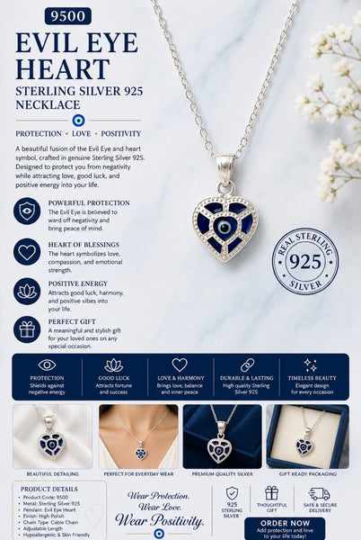 925 Evil Eye Sterling Silver Necklace #9500