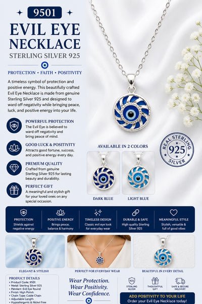925 Evil Eye Sterling Silver Necklace #9501