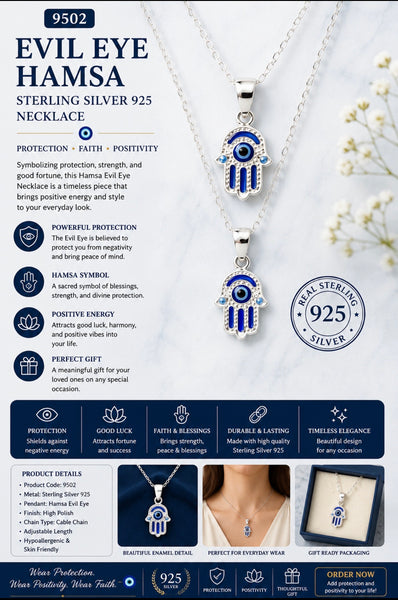 925 Evil Eye Sterling Silver Necklace #9502