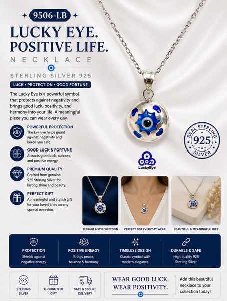 925 Evil Eye Sterling Silver Necklace #9506