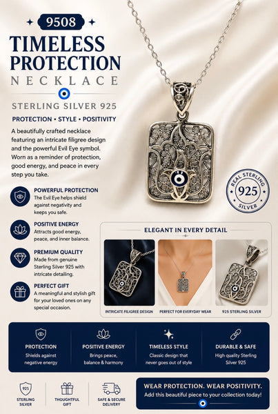 925 Sterling Silver Autantic Evil Eye Necklace #9508