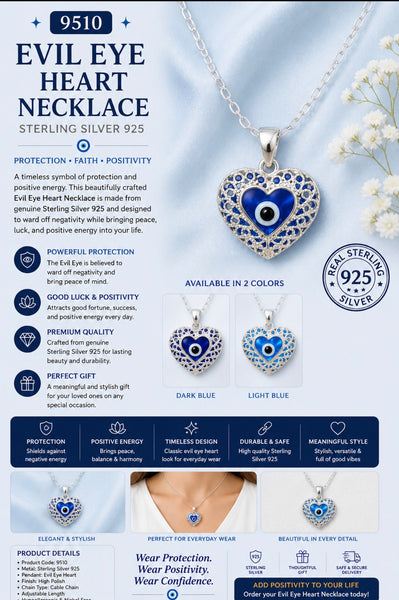 925 Evil Eye Sterling Silver Necklace #9510