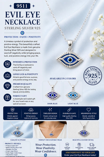 925 Evil Eye Sterling Silver Necklace #9511