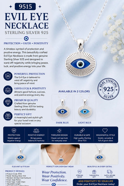 925 Evil Eye Sterling Silver Necklace #9515