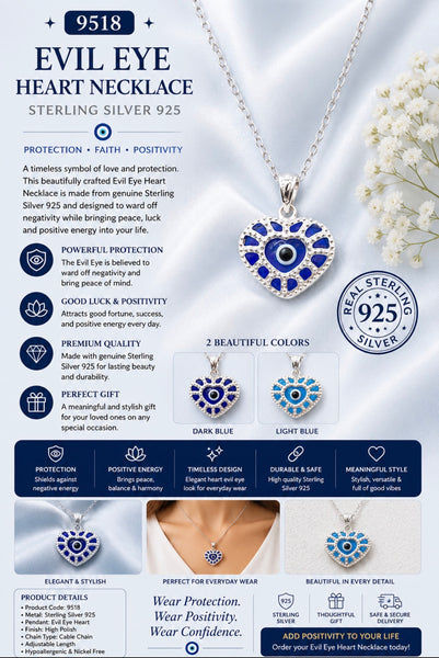 925 Evil Eye Sterling Silver Necklace #9518