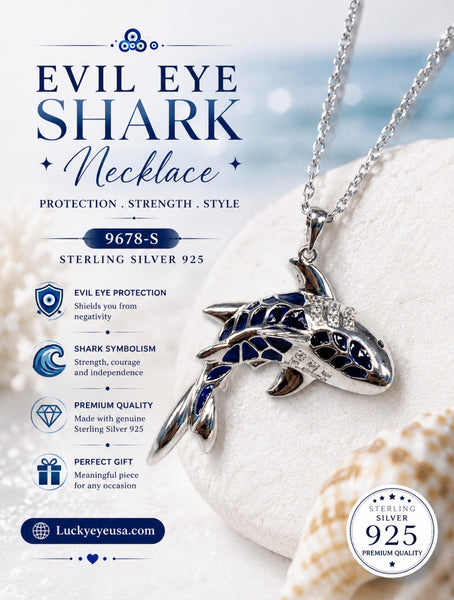 925  Sterling Silver Shark Necklace & Pendant #9678