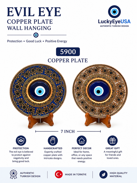 Evil Eye7 inch Copper Plate  Wall Hanging #5900