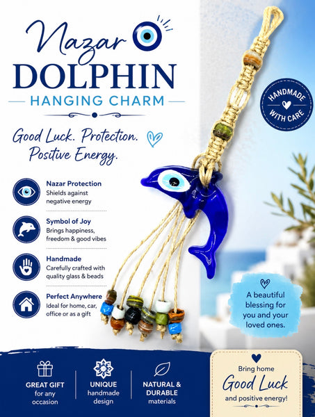 Evil eye dolphin glass wall decor  #5153