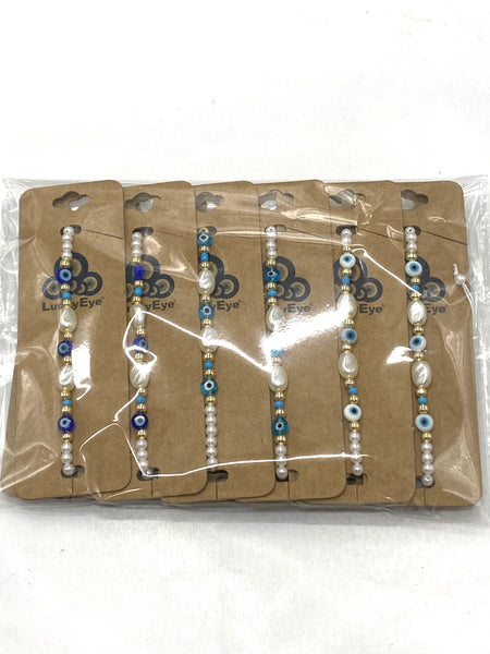 Lucky Eye Small Shell Beaded  Bracelet #2920