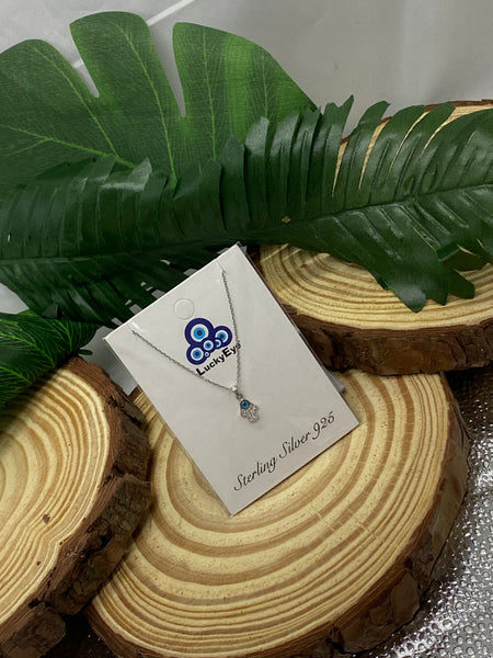 925 Evil Eye Sterling Silver Hamsa Necklace #9987