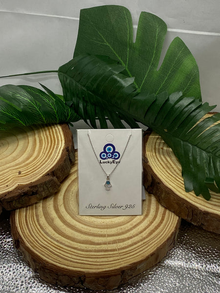 925 Evil Eye Sterling Silver Hamsa Necklace #9987