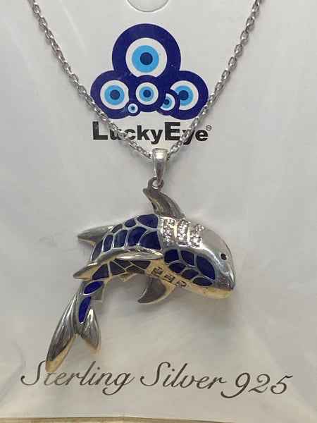 925  Sterling Silver Shark Necklace & Pendant #9678