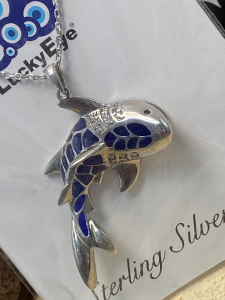 925  Sterling Silver Shark Necklace & Pendant #9678