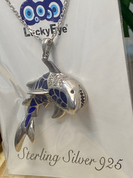 925  Sterling Silver Shark Necklace & Pendant #9678