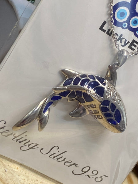 925  Sterling Silver Shark Necklace & Pendant #9678