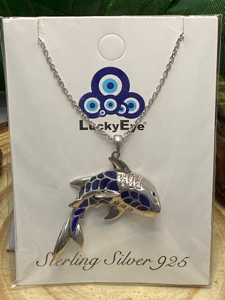 925  Sterling Silver Shark Necklace & Pendant #9678