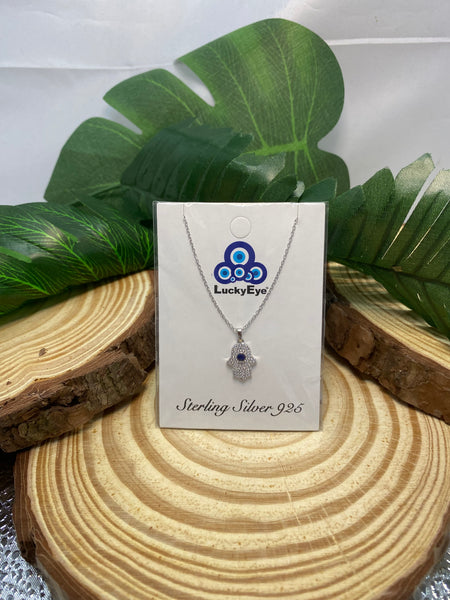 Evil Eye Sterling Silver Hamsa Necklace #9985