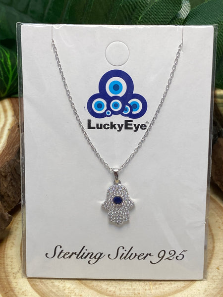 Evil Eye Sterling Silver Hamsa Necklace #9985